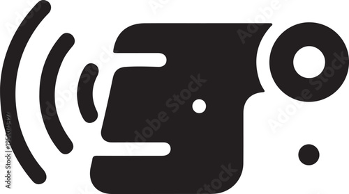 Motion Sensor Icon with Wi-Fi Signal Waves Security System Technology Minimalist Vector Graphic