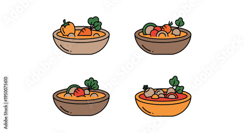 Vegetable Stew Line art vector minimal abstract graphic color