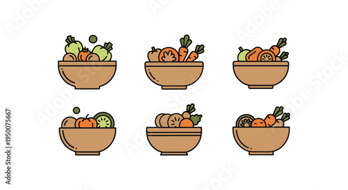 Vegetable Stew Bowl Line art modern abstract artistic illustration