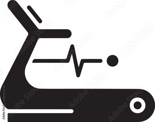 Treadmill Icon with Heartbeat Line Symbolizing Health and Fitness