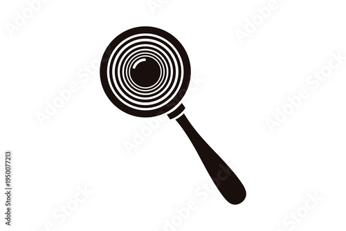 Magnifying glass icon with concentric circles and handle, symbolizing investigation and search, on a white background, representing detective work and research.