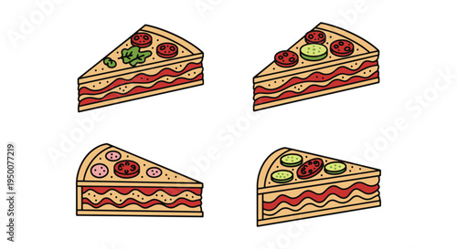 Veggie Lasagna Line art vector colorful digital abstract