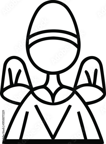 Simple line drawing of a pope or bishop with mitre and wings