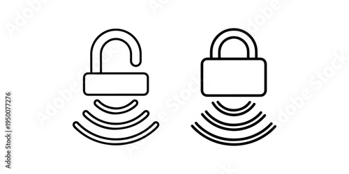 Open and closed padlock with wifi signal waves representing wireless security and network protection concepts
