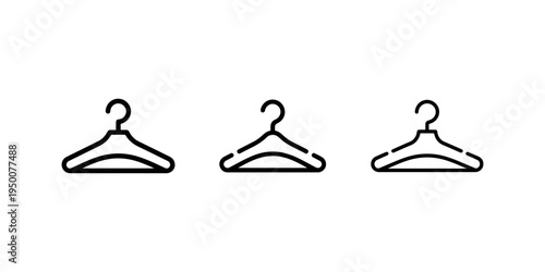 Simple vector icons representing hangers for clothes on white background. Set of simple linear graphic design elements for fashion and wardrobe.