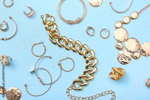 Beautiful golden jewelry on...