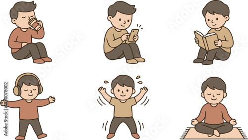 Young Boy Daily Routine Activities for Self Care and Wellness
