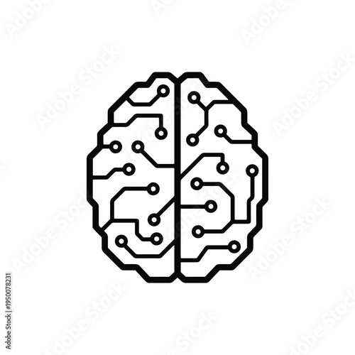 Artificial intelligence brain circuit technology concept vector illustration