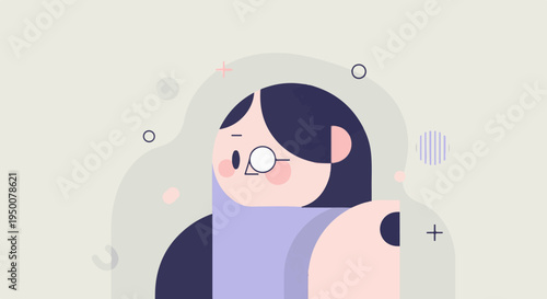 Stylized flat illustration of a person with glasses and dark hair