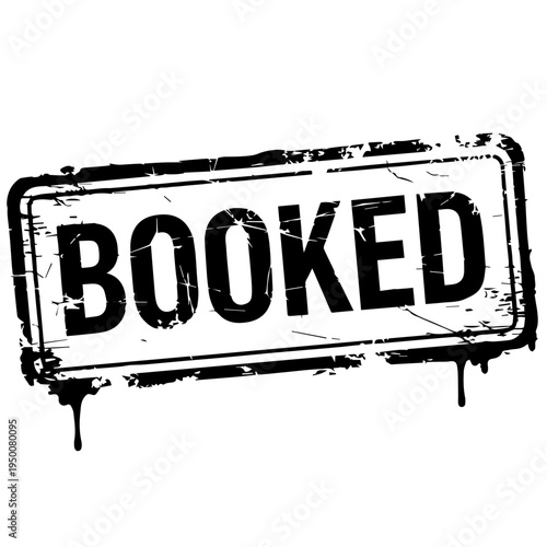 Booked grunge rubber stamp effect with a distressed ink texture isolated on a white background