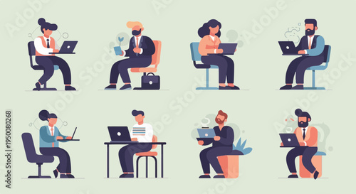 Diverse individuals engaged in work on laptops, indoors and outdoors