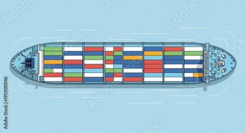 Aerial View of a Cargo Ship Carrying Colorful Containers.