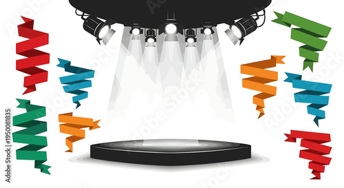 Colorful DNA Helix Models Hanging from Lights.