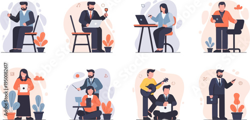 Diverse individuals engaged in various professional and leisure activities (12)