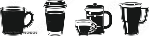 Set of 5 coffee cup icons vector