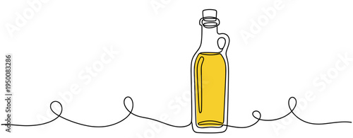 Olive oil bottle standing on minimal white background. no editable strokes
