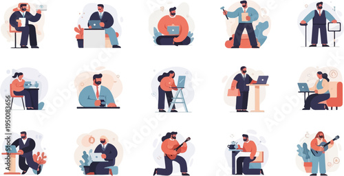 Diverse individuals engaged in various professional and leisure activities (6)