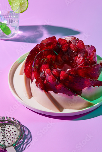 Jelly cake on a purple background