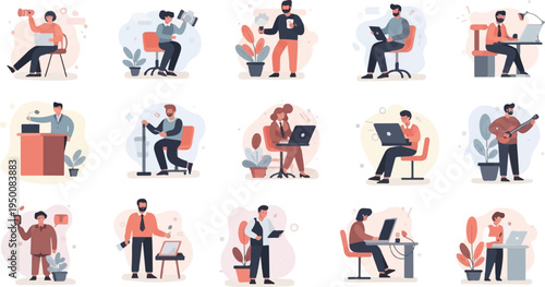 Diverse individuals engaged in various professional and leisure activities (10)