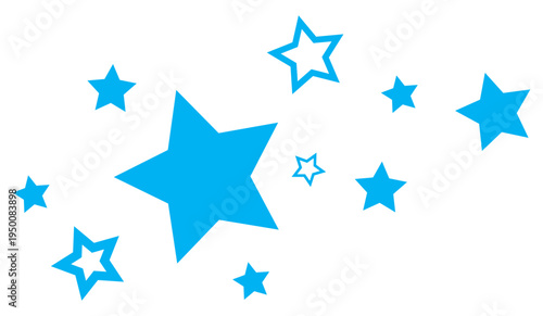 Blue stars confetti decoration. Abstract vector scattered isolated childish stardust for children party decoration