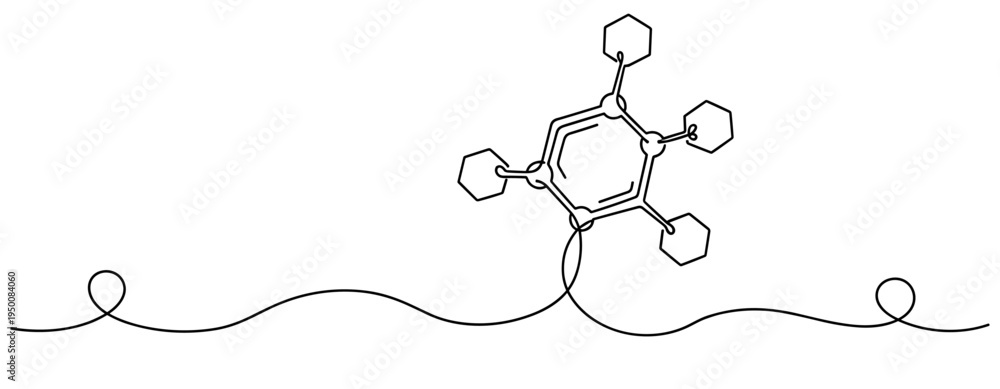 Fototapeta premium Molecular structure illustration connected by continuous line on white. no editable strokes