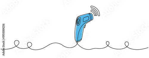 Infrared thermometer indicating temperature on white background. no editable strokes
