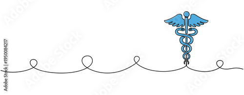 Medical caduceus symbol standing on simple line background. no editable strokes