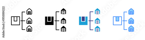 Distribution icon set multiple style collection