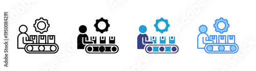 Production icon set multiple style collection