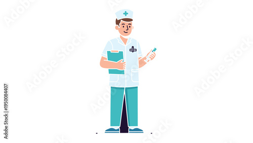 Benevolent Healthcare Professional: A caring nurse stands ready, holding medical tools. Demonstrating the essence of care and dedication within the medical field. 