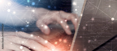 hands on laptop programming web language coding banner