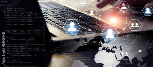 hands on laptop programming web language coding banner