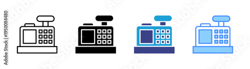 Cashier Machine icon set multiple style collection