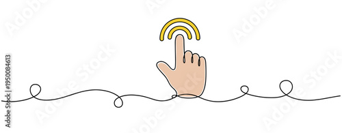 Hand tapping touch icon on white background minimal line illustration. no editable strokes