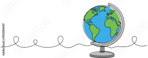 Globe showing earth mounted on stand on white background. no editable strokes