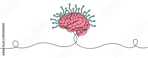 Brain network illustration representing neural connections. no editable strokes