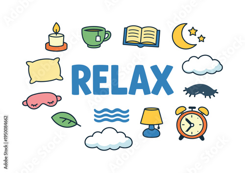Healthy evening relaxation routine focused on winding down after a busy day, calming the mind, and preparing the body for restful sleep through simple comforting habits. RELAX