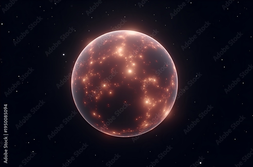 Fototapeta premium Fiery Planet Against Dark Space Background