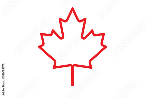 A simple red line drawing of a maple leaf on a white background, symbolizing Canada and its culture.