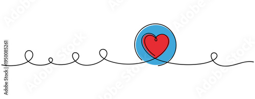 Heart symbol enclosed and centered on continuous wavy line. no editable strokes