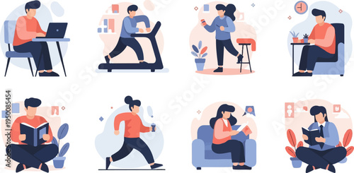 Diverse individuals engaged in various leisure and work activities (2)