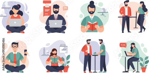 Diverse individuals engaged in various leisure and work activities (5)