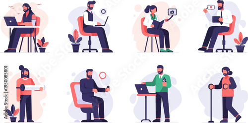 Diverse individuals engaged in various modern activities, from work to leisure (1)