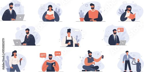 Diverse individuals engaged in various modern activities, including work and leisure (3)