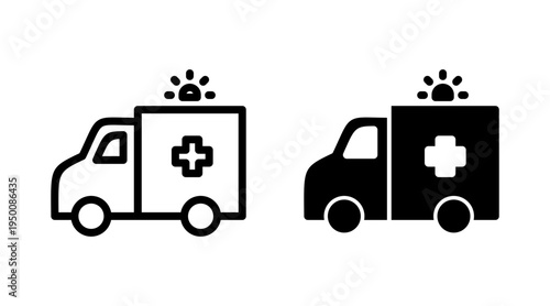 Ambulance icon set vector. ambulance truck sign and symbol. ambulance car