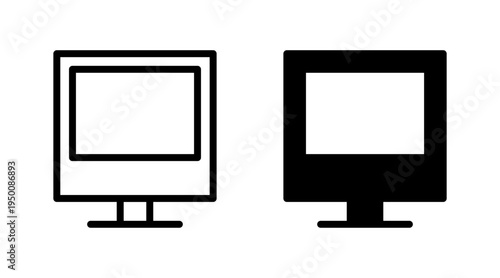 Computer icon set vector. computer monitor sign and symbol