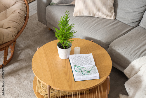 Cypress tree, burning candl...