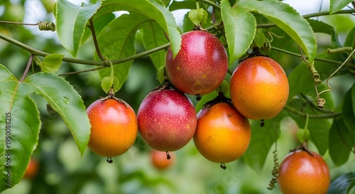 Wallpaper Mural Vibrant tropical fruits hanging from lush green tree branches Torontodigital.ca