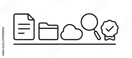 Business document management and organized digital file workflow for efficient information handling and secure administrative processes, document file, folder, cloud, magnifying