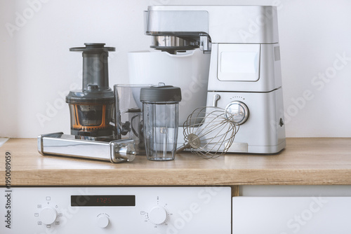 Modern Stand Mixer with Full Set of Attachments